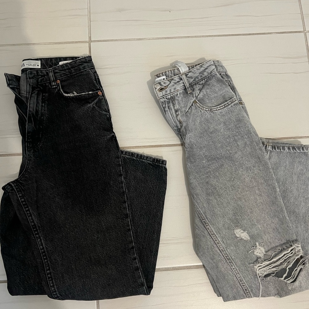 Zara Black and Gray Women Jeans